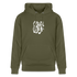 Witte letters Waalwijk hoodies. Uniseks bio-hoodie. - kakigroen