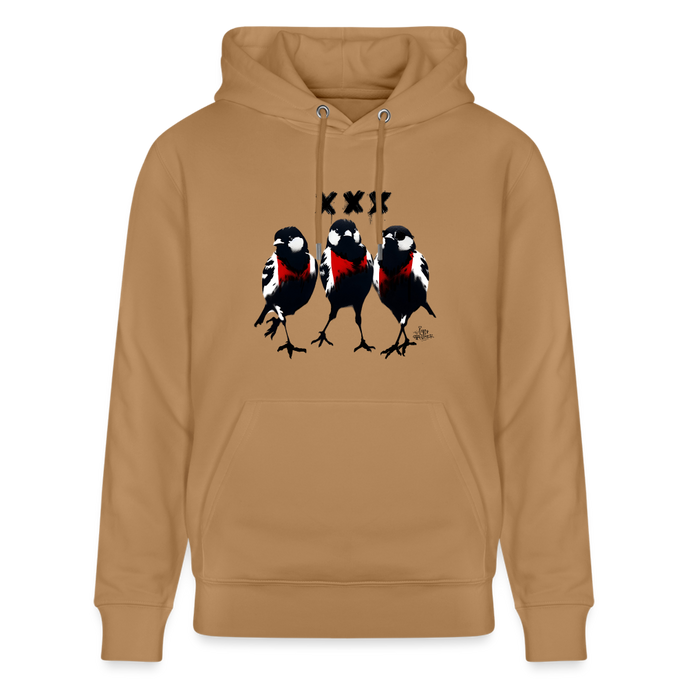 Three cool little birds. Amsterdam shirt. Uniseks bio-hoodie - Latte