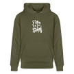 Witte letters Rotterdam trui. Uniseks bio-hoodie. - kakigroen