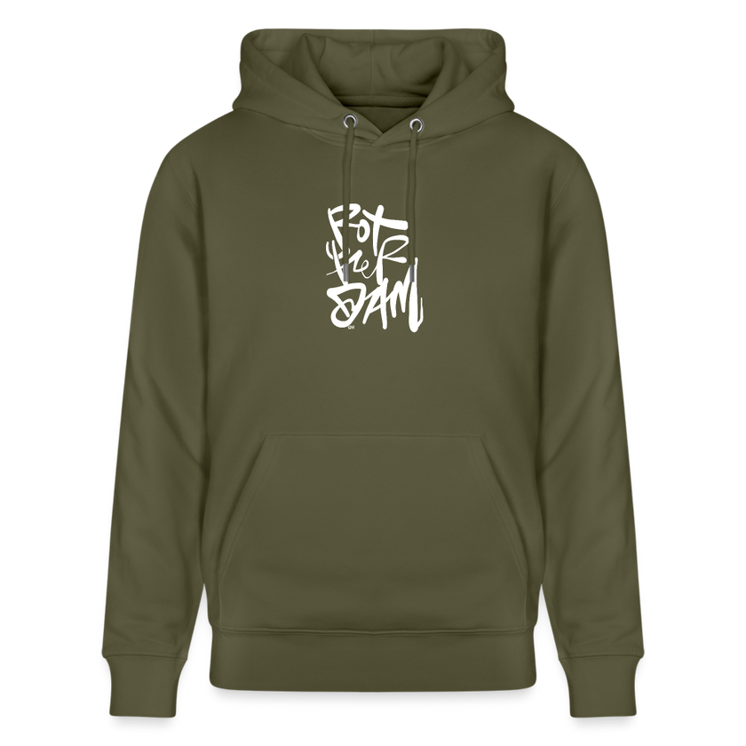 Witte letters Rotterdam trui. Uniseks bio-hoodie. - kakigroen