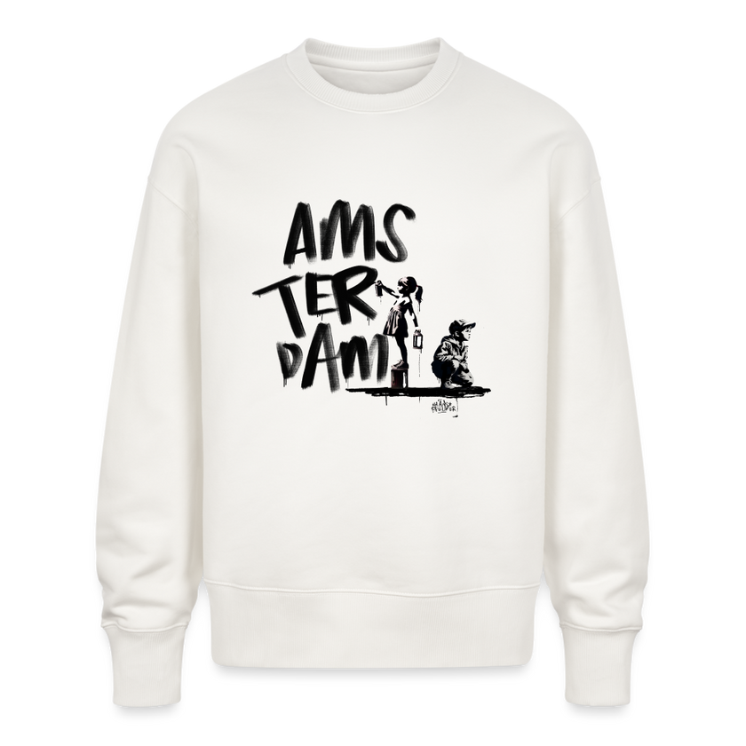 Boefjes Amsterdam. Uniseks oversize bio-sweater - OFF WHITE