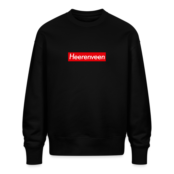 Heerenveen trui. Uniseks oversize bio-sweater. - zwart