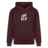 Witte letters Almelo trui. Uniseks bio-hoodie. - maroon