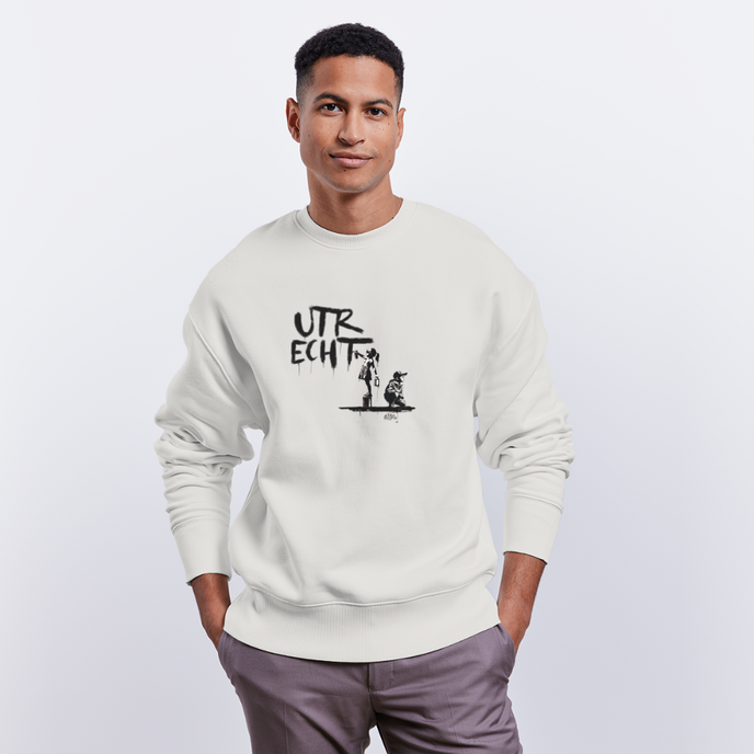 Boefjes Utrecht. Uniseks oversize bio-sweater. - OFF WHITE