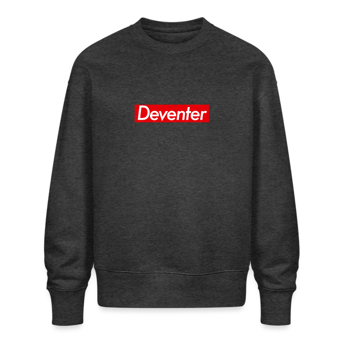 Deventer trui . Uniseks oversize bio-sweater. - donkergrijs gemêleerd