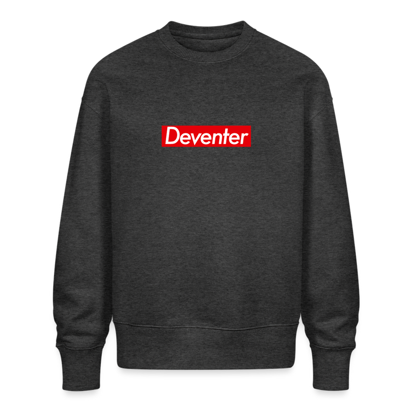 Deventer trui . Uniseks oversize bio-sweater. - donkergrijs gemêleerd