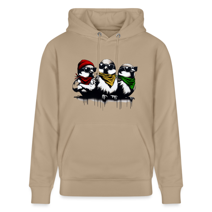 Three bad #ass little birds, bob Marley Amsterdam Uniseks bio-hoodie - beige