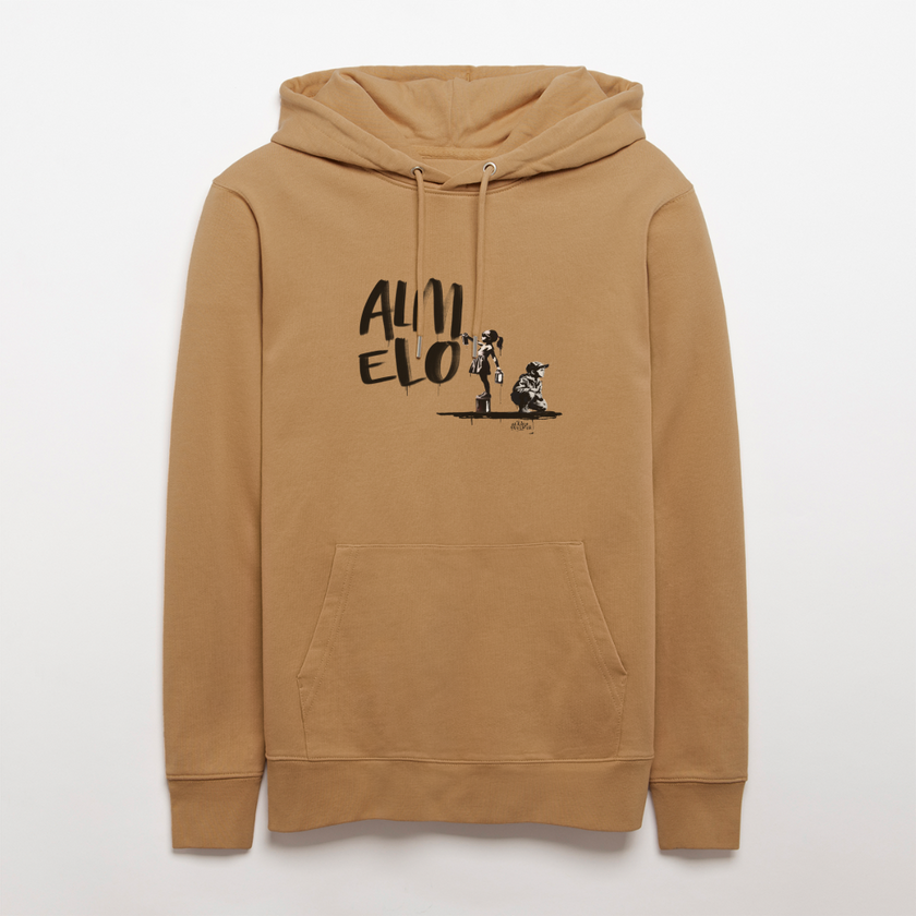 Boefjes Almelo. Uniseks bio-hoodie. - Latte