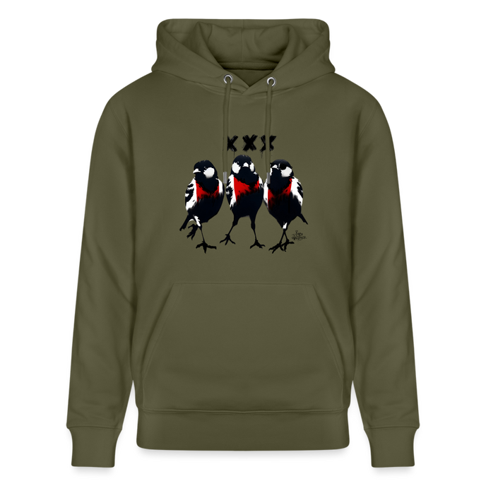 Three cool little birds. Amsterdam shirt. Uniseks bio-hoodie - kakigroen