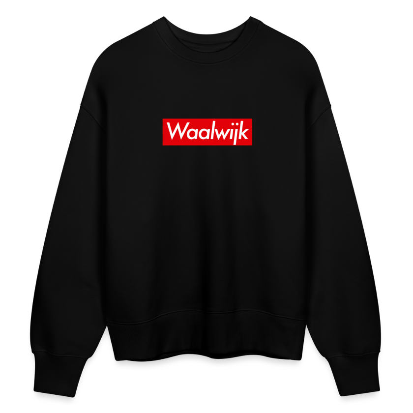 Waalwijk trui. Uniseks oversize bio-sweater. - zwart