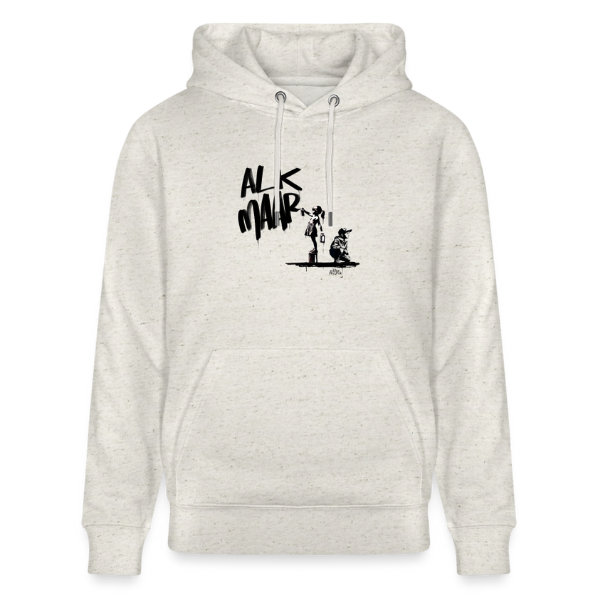 Boefjes Alkmaar. Uniseks bio-hoodie. - beige gemêleerd