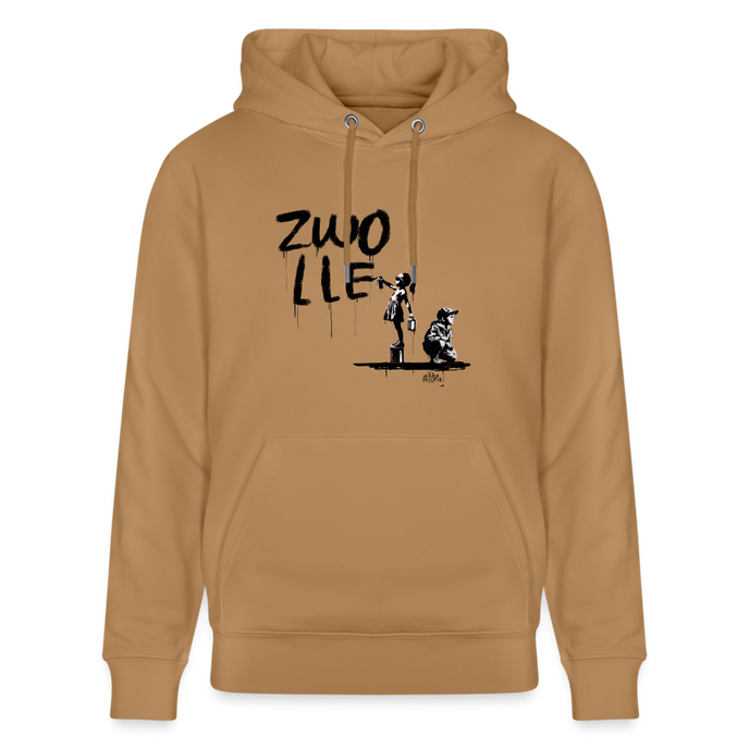 Boefjes Zwolle. Uniseks bio-hoodie. - Latte