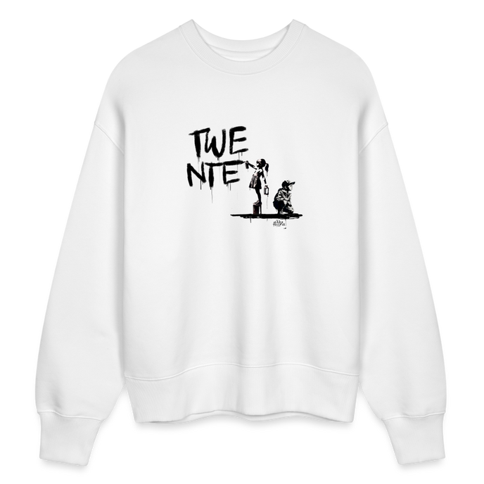 Boefjes Twente. Uniseks oversize bio-sweater. - wit