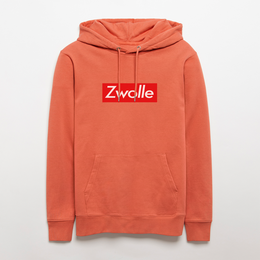 Zwolle hoodie. Uniseks bio-hoodie. - lichtrood