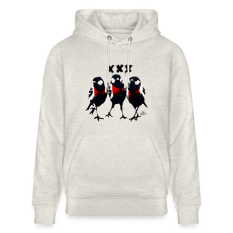 Three cool little birds. Amsterdam shirt. Uniseks bio-hoodie - beige gemêleerd