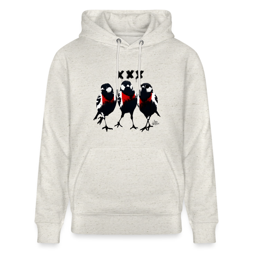 Three cool little birds. Amsterdam shirt. Uniseks bio-hoodie - beige gemêleerd