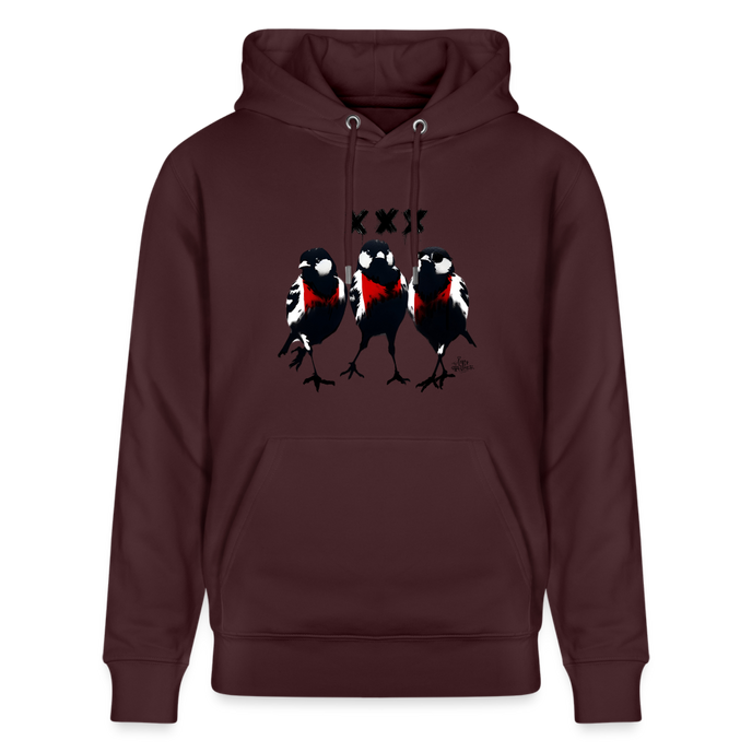 Three cool little birds. Amsterdam shirt. Uniseks bio-hoodie - maroon