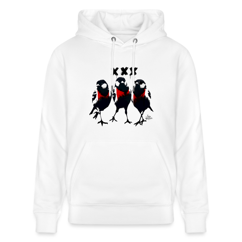 Three cool little birds. Amsterdam shirt. Uniseks bio-hoodie - wit