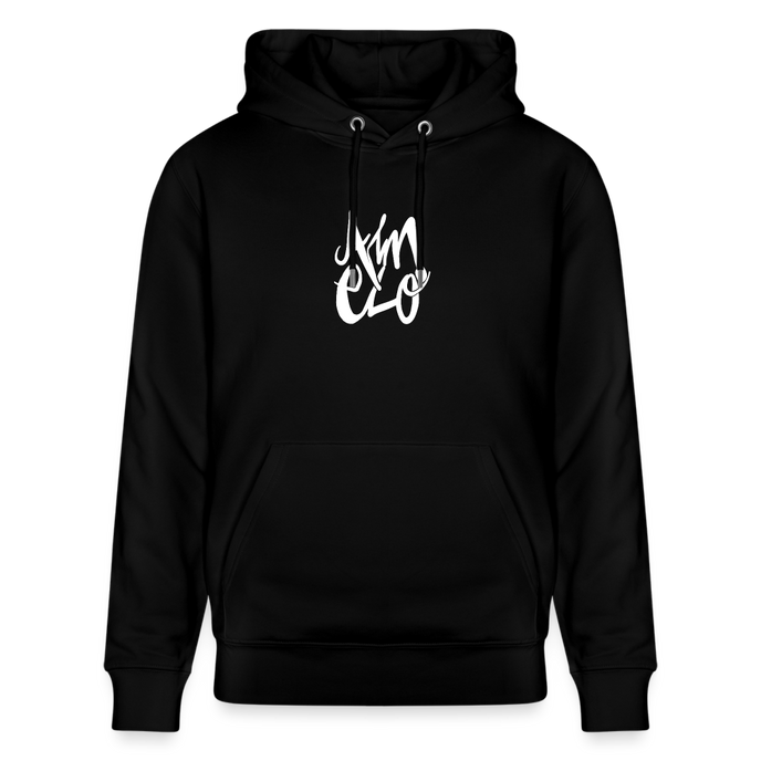 Witte letters Almelo trui. Uniseks bio-hoodie. - zwart