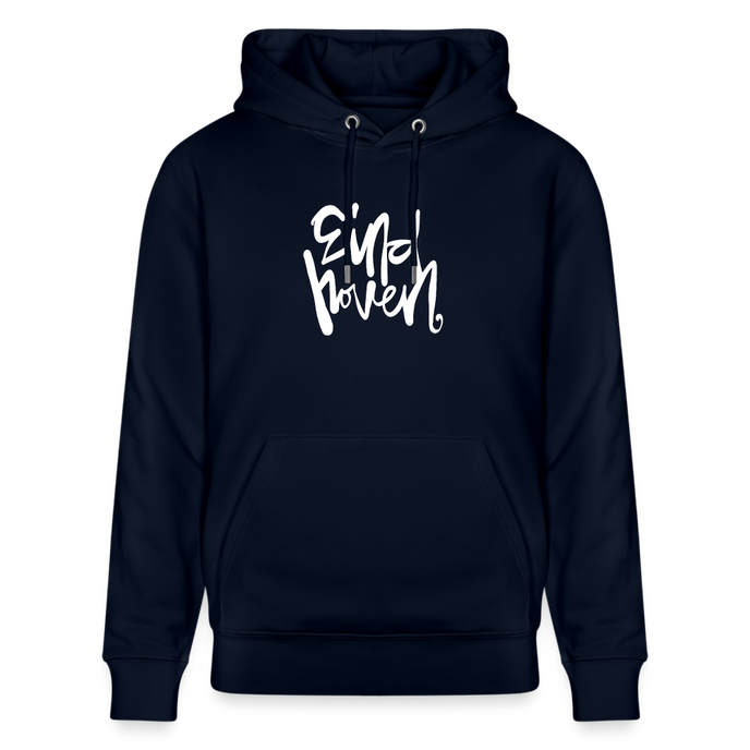 Witte letters Eindhoven trui. Uniseks bio-hoodie. - marine