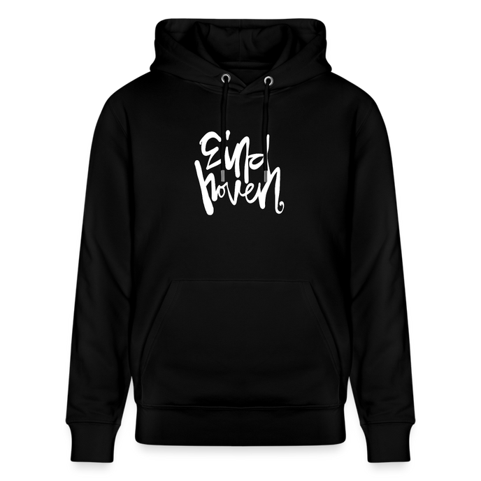 Witte letters Eindhoven trui. Uniseks bio-hoodie. - zwart