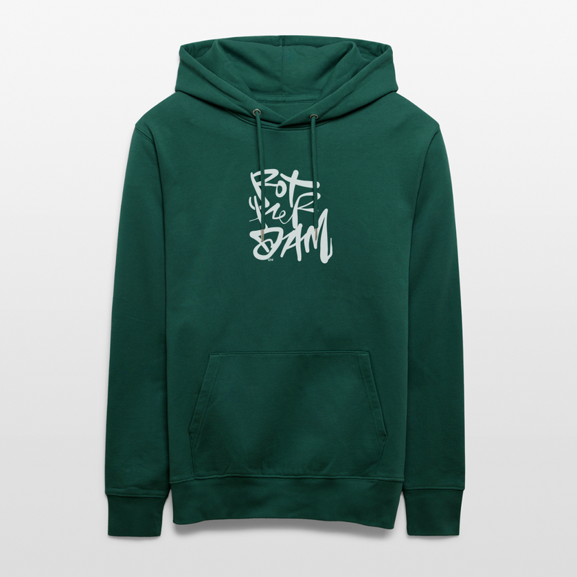 Witte letters Rotterdam trui. Uniseks bio-hoodie. - forest