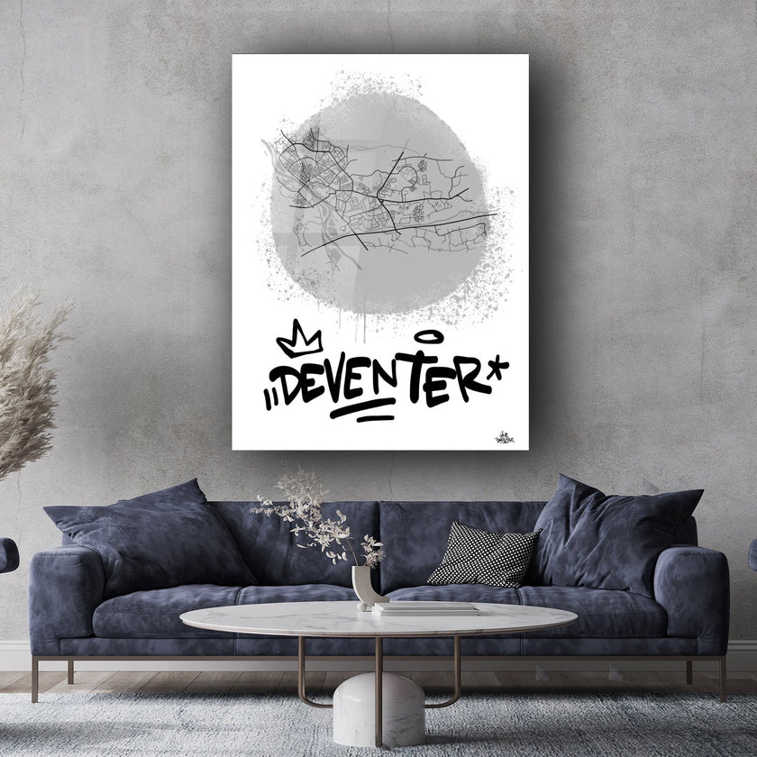 Stadsplattegrond poster van Deventer streetart stijl