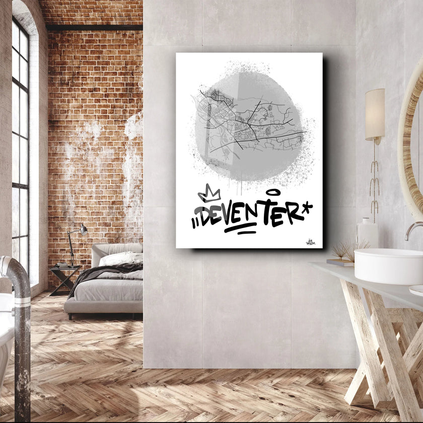 Stadsplattegrond poster van Deventer streetart stijl