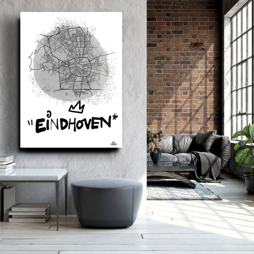 Stadsplattegrond poster van Eindhoven streetart stijl