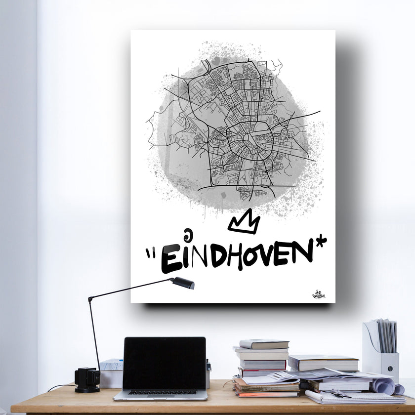 Stadsplattegrond poster van Eindhoven streetart stijl