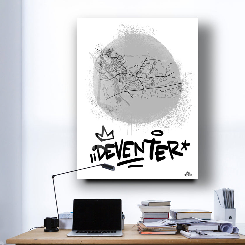 Stadsplattegrond poster van Deventer streetart stijl