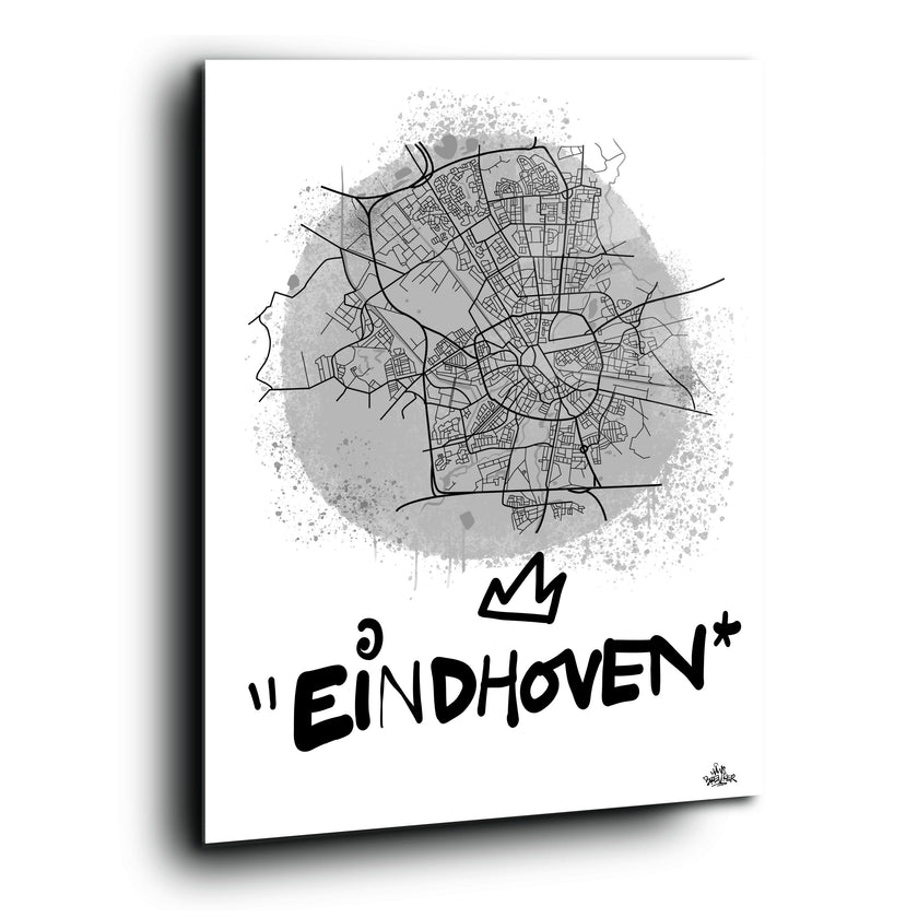 Stadsplattegrond poster van Eindhoven streetart stijl