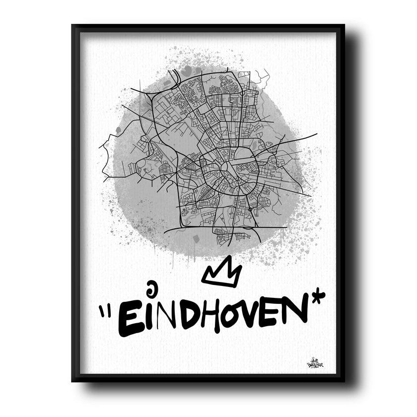 Stadsplattegrond poster van Eindhoven streetart stijl