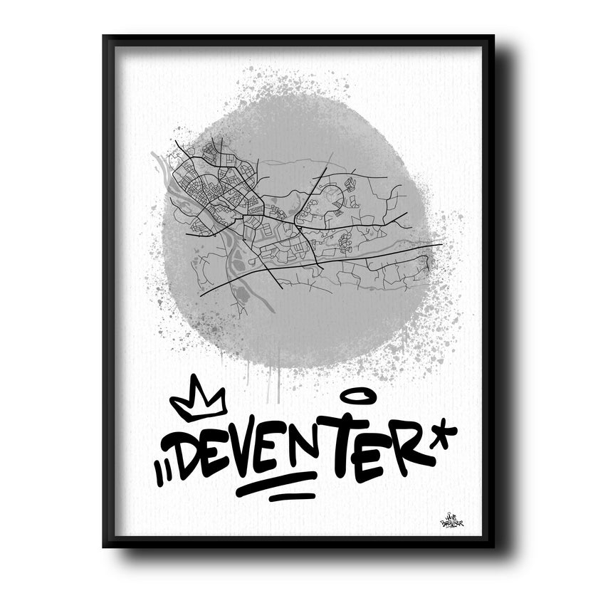 Stadsplattegrond poster van Deventer streetart stijl