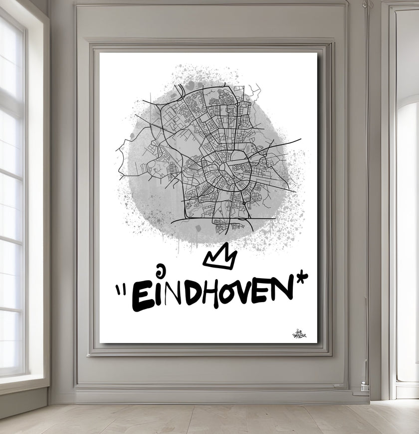 Stadsplattegrond poster van Eindhoven streetart stijl