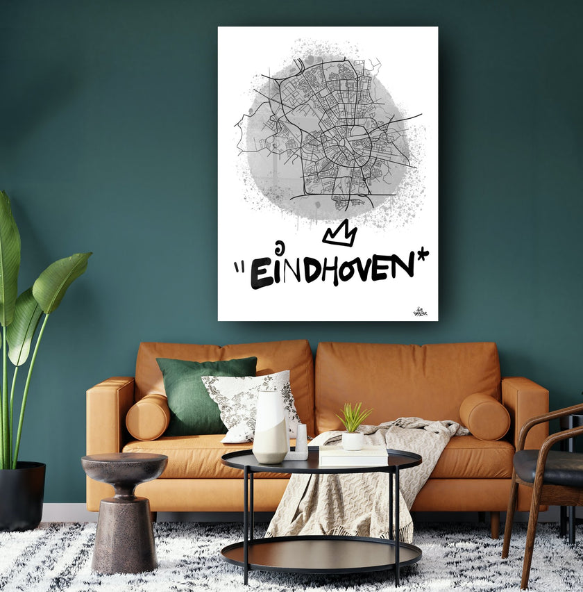 Stadsplattegrond poster van Eindhoven streetart stijl