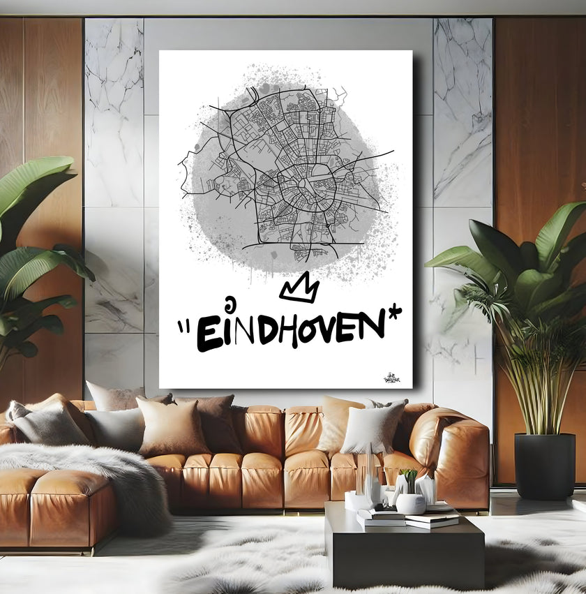 Stadsplattegrond poster van Eindhoven streetart stijl