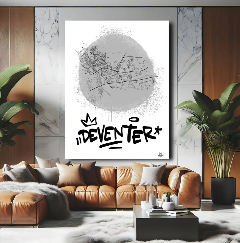 Stadsplattegrond poster van Deventer streetart stijl