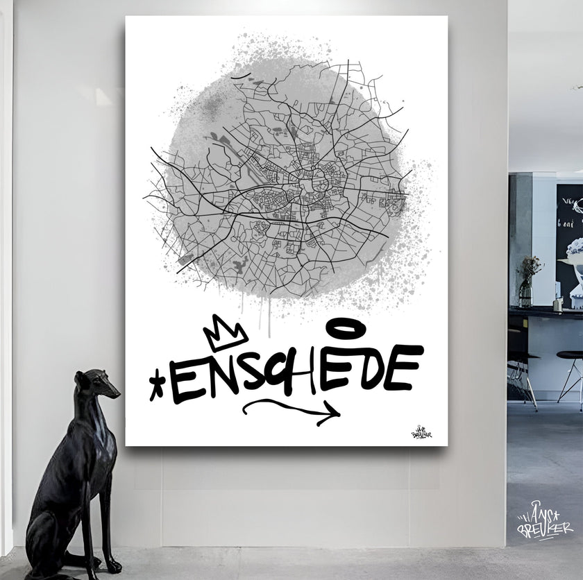 Stadsplattegrond poster van Enschede streetart stijl