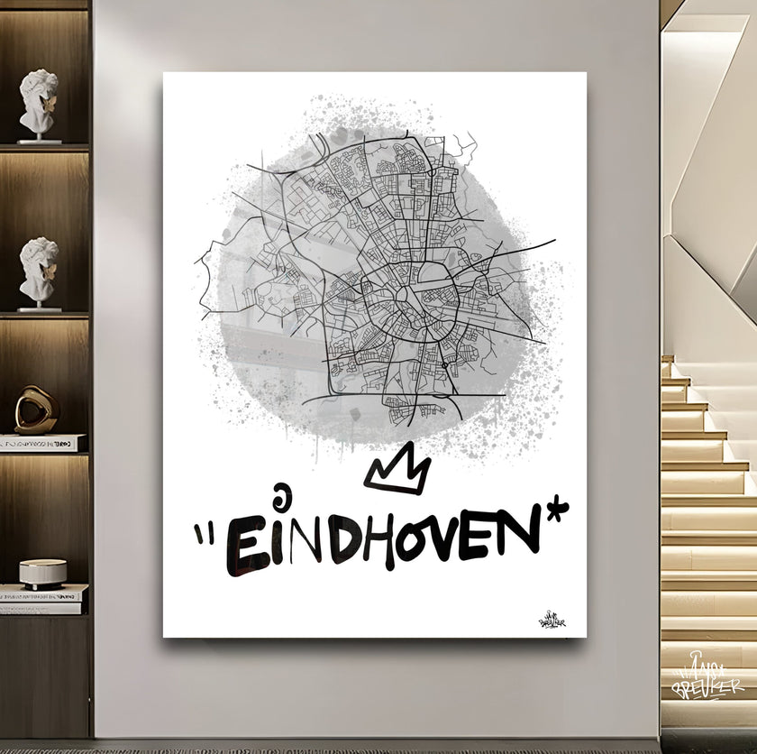 Stadsplattegrond poster van Eindhoven streetart stijl