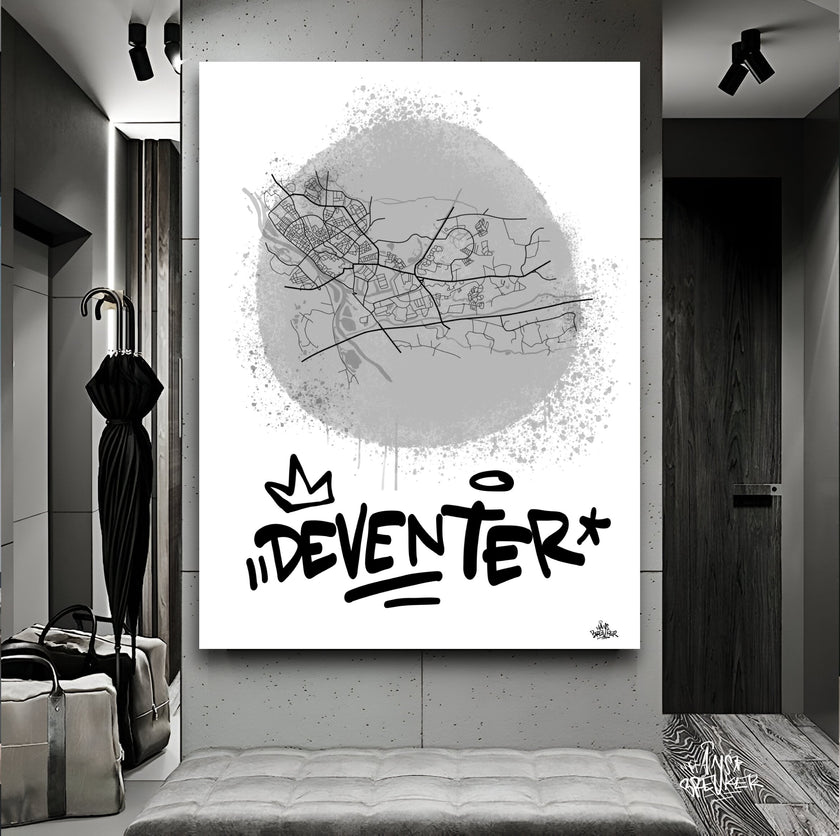 Stadsplattegrond poster van Deventer streetart stijl