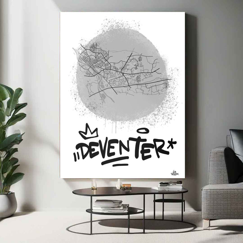 Stadsplattegrond poster van Deventer streetart stijl