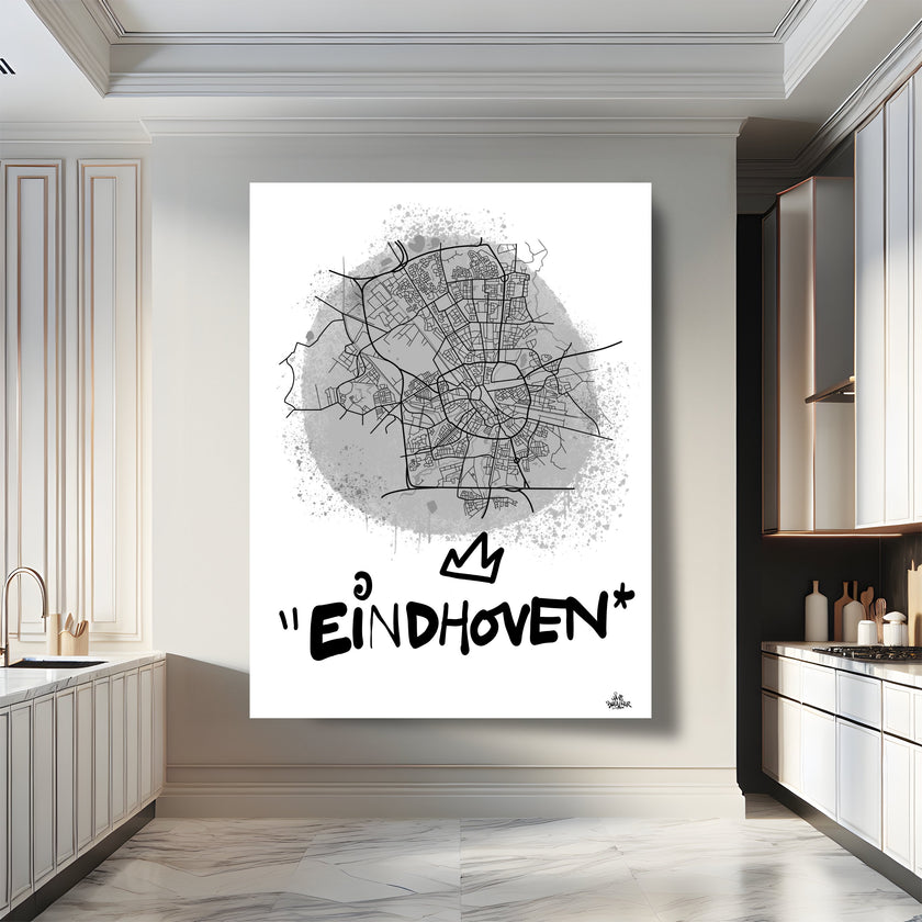 Stadsplattegrond poster van Eindhoven streetart stijl