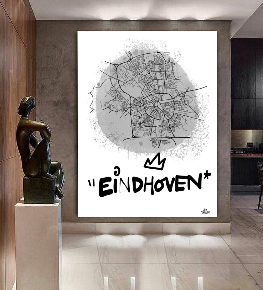 Stadsplattegrond poster van Eindhoven streetart stijl